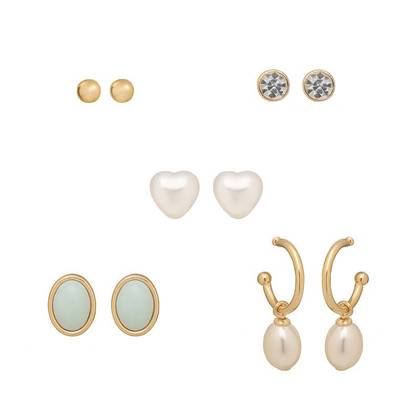 LC Lauren Conrad Gold Tone Puff Heart Earrings 5-piece Set