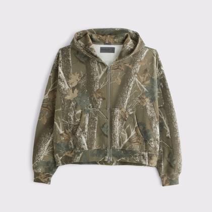 Essential Cropped Full-Zip Hoodie