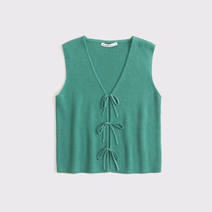 Tie-Front V-Neck Sweater Vest