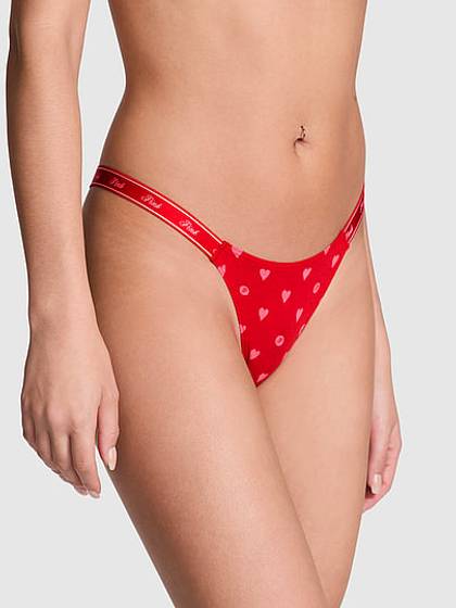 Logo Cotton High-Leg Micro Thong Panty
