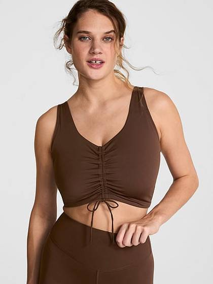 Relay Ruched Plunge Sports Bra