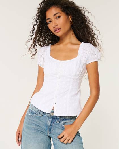 Eyelet Button Blouse