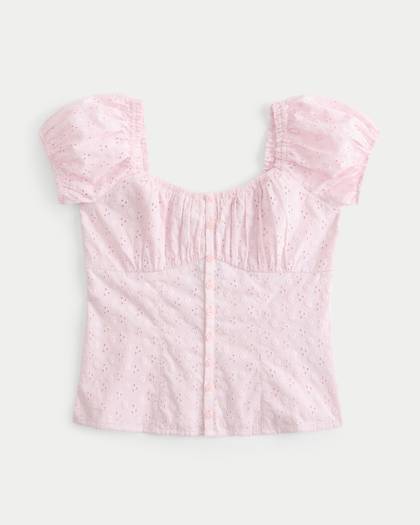 Eyelet Button Blouse