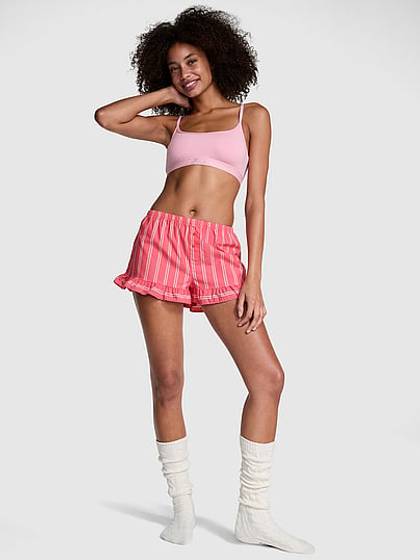 Flannel Boxy Ruffled Pajama Shorts