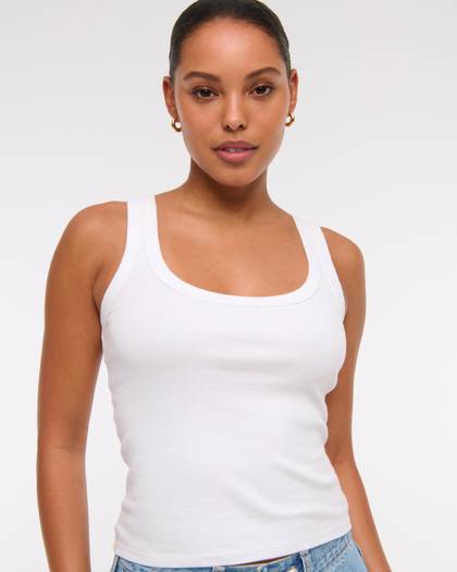 Vintage-Style Rib Tuckable Scoopneck Tank