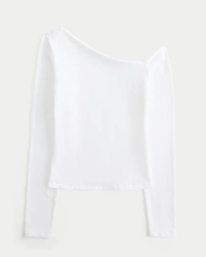 Long-Sleeve Asymmetrical Off-the-Shoulder Top