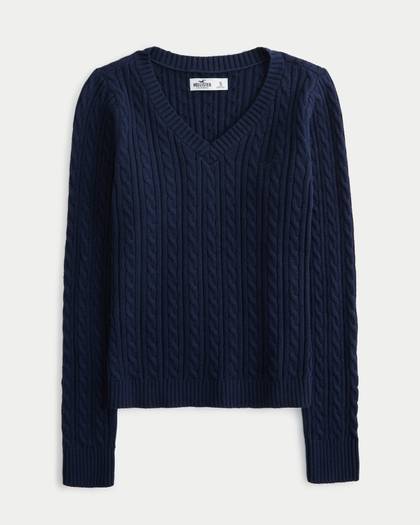 Cable-Knit Icon V-Neck Sweater