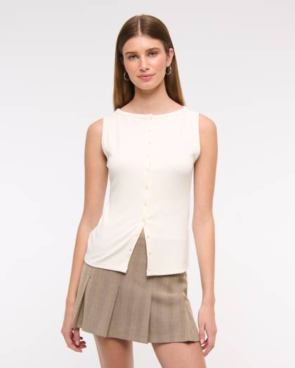 Slash Button-Through Top