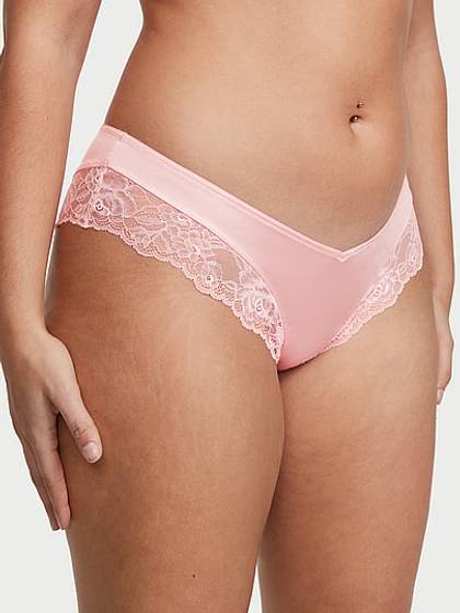 Rose Lace-Trim High-Leg Cheeky Panty