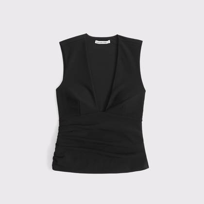 Bra-Free Plunge Ruched Top