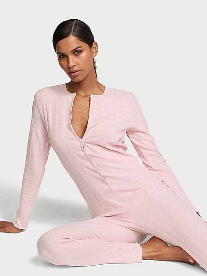 Heart Pointelle Long Sleep Romper