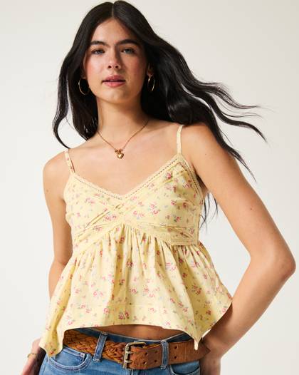 Easy Lace Trim Babydoll Top