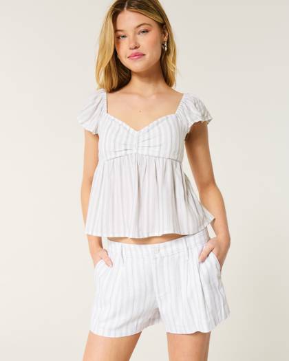 Hollister Livvy Low-Rise Linen-Blend Shorts 3"