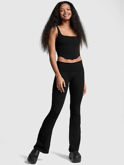 All-Day Cotton Foldover Flare Leggings