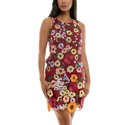 Women's Nina Leonard 3D Embroidered Floral Dress