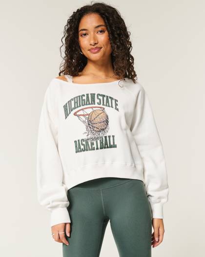 Easy Off-the-Shoulder Michigan State Graphic Sweatshirt