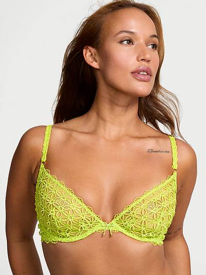 Geo Daisy Lace Unlined Low-Cut Demi Bra