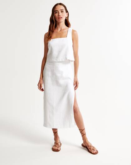 Premium Linen Midi Skirt