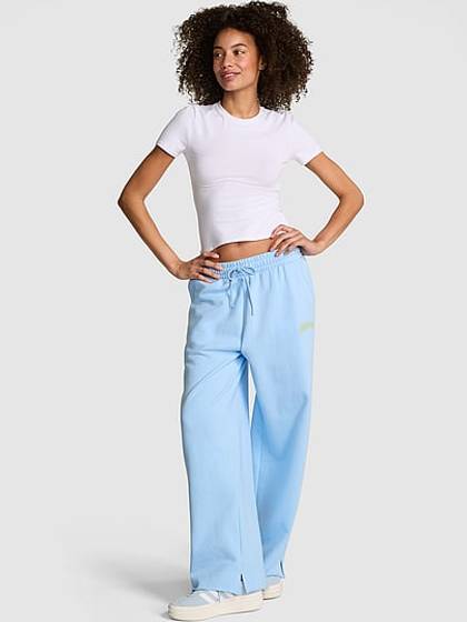Ivy Fleece Wide-Leg Split-Hem Sweatpants