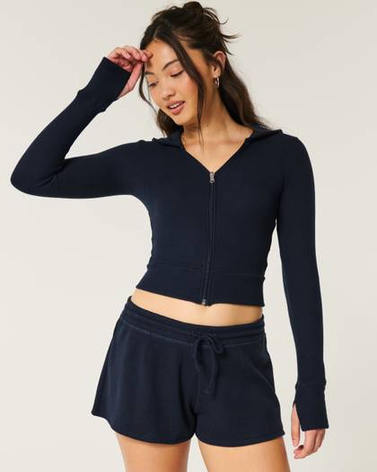 Gilly Hicks Waffle Zip-Up Hoodie