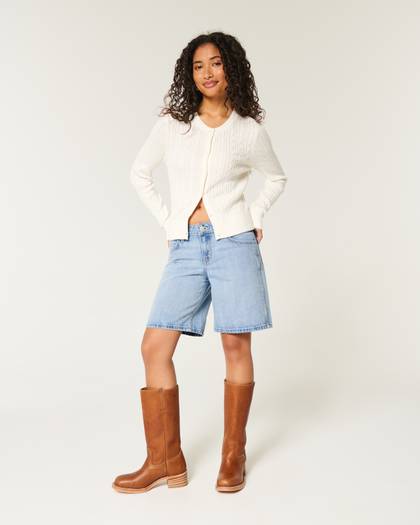 Low-Rise Light Wash Baggy Jort