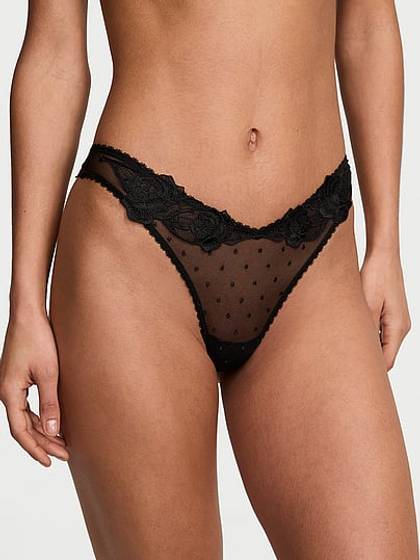 Sheer Rose High-Leg Thong Panty