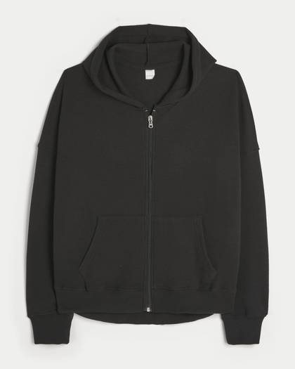 Gilly Hicks Oversized Waffle Zip-Up Hoodie