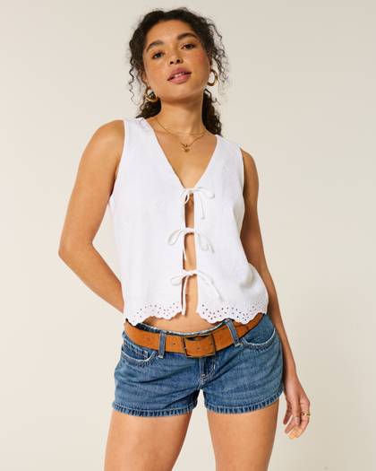 Ultra Low-Rise Dark Wash Mini Denim Shorts