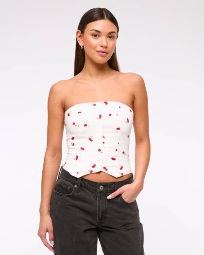 Strapless Cropped Vest Top