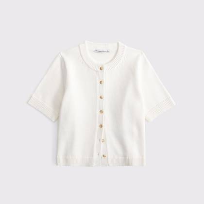 Short-Sleeve Crew Cardigan