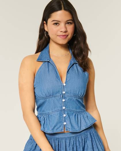 Collared Halter Blouse
