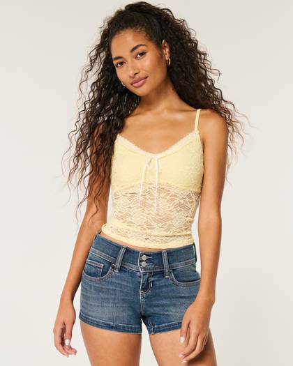 Low-Rise Medium Wash Denim Mini Shorts