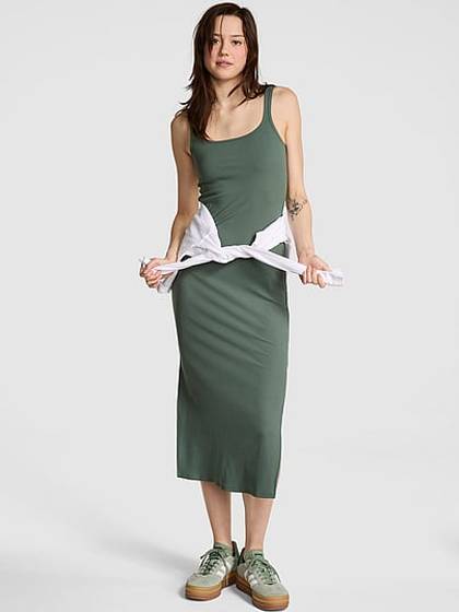 All-Day Soft Rib Bodycon Midi Dress