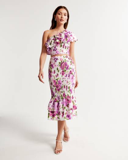 Asymmetrical One-Shoulder Ruffle Set Top