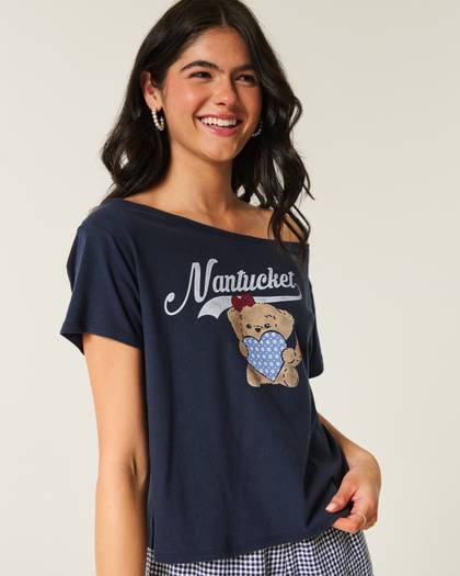 Easy Off-the-Shoulder Nantucket Graphic Tee