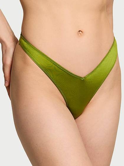 Smooth Strappy-Back High-Leg Thong Panty