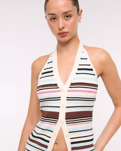 Ribbed Halter Sweater Vest
