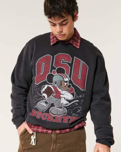 Boxy Mickey Mouse Ohio State Buckeyes Graphic Crew Sweatshirt
