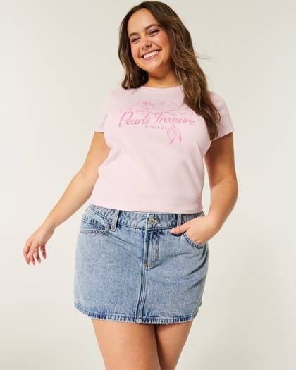 Low-Rise Medium Wash Denim Mini Skort