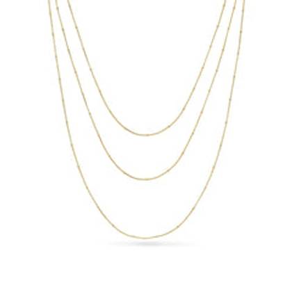Fine Sphere Chain Layered Necklace Set (Gold)