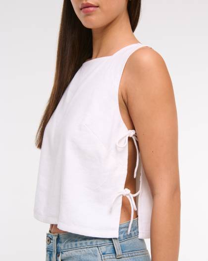 Apron Linen-Blend Shell Top