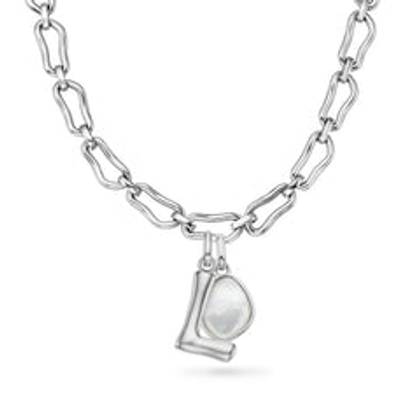 Molten Initial & Organic Moonstone Necklace (Silver)