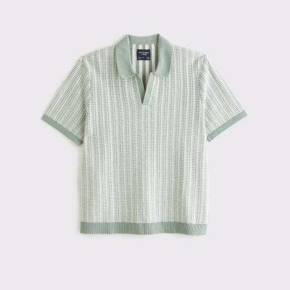 Classic Tonal Stitch Johnny Collar Sweater Polo