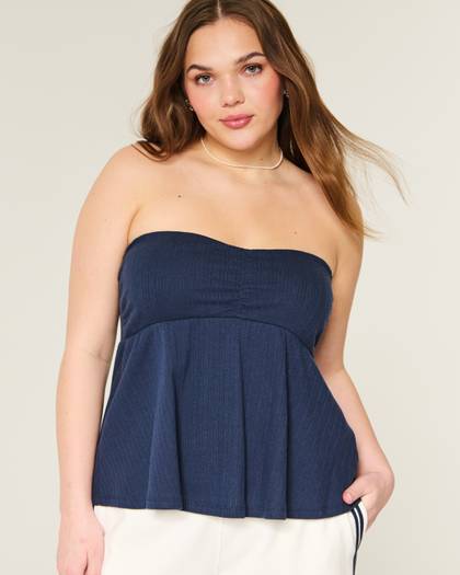 Easy Strapless Pointelle Babydoll Top