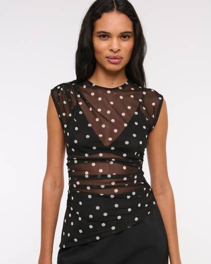Draped Mesh Top