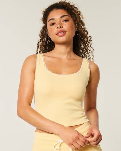 Gilly Hicks Waffle Lace Trim Tank