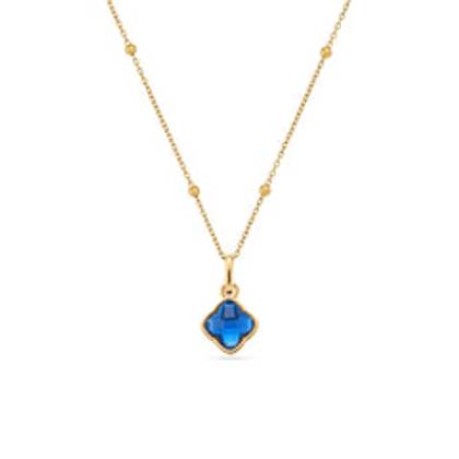 Faceted Birthstone Clover Necklace (Gold)