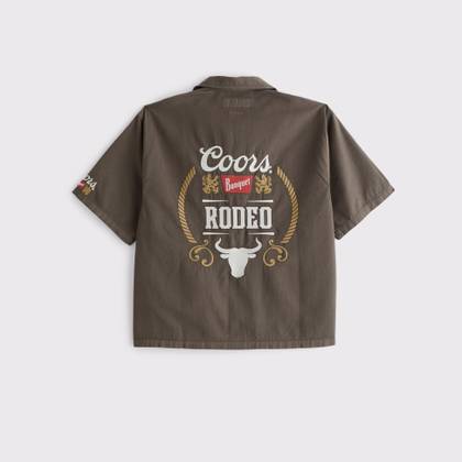 Short-Sleeve Cropped Coors Workwear Button-Up Shirt