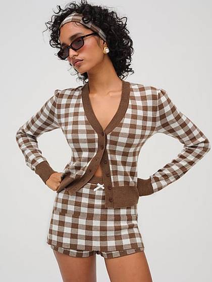 Gingham Knit Cardigan