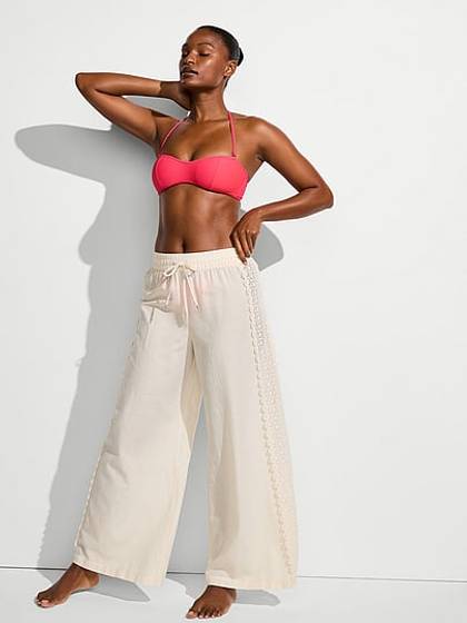 Beachwear Linen Lace-Trim Pants